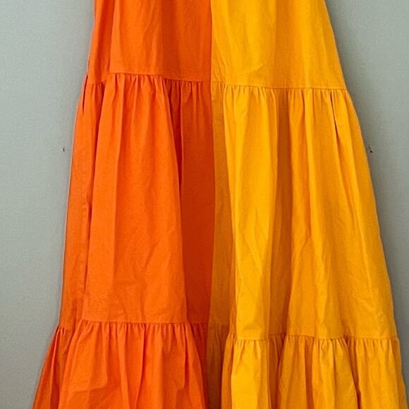 Christopher John Roger Orange Yellow maxi ruffle sleeveless dress NWOT size XS - Picture 4 of 8